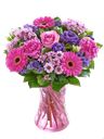 Composizione di fiori fucsia e viola