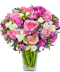 Bouquet di fiori rosa e bianco